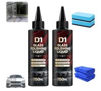 Bianca Glass Polishing Liquid D1, D1 Glasses Polishing Liquid, Bominis Car Glasses Polishing Compound Windshield Cleaner Glas Oil Film Remover, Scratches, Wiper Marks & Oil Film with Sponge (2pcs)
