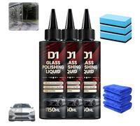 Bianca Glass Polishing Liquid D1, D1 Glasses Polishing Liquid, Bominis Car Glasses Polishing Compound Windshield Cleaner Glas Oil Film Remover, Scratches, Wiper Marks & Oil Film with Sponge (3pcs)