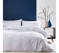 Bianca Malmo Parure de lit Double en Coton avec Bandes touffetées Blanc