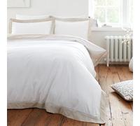 Bianca Oxford Lace Parure de lit en Coton 200 Fils avec Housse de Couette et taies d'oreiller Blanc Naturel