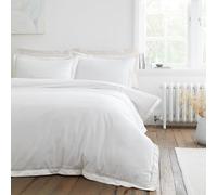 Bianca Oxford Parure de lit avec Housse de Couette et taies d'oreiller en Coton 200 Fils Blanc Super King Size