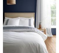 Bianca Parure de lit avec Housse de Couette et taies d'oreiller en Coton 200 Fils au Pouce carré pour lit Super King Size Blanc/Bleu