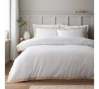 Bianca Parure de lit en Coton brossé pour lit Super King Size Blanc/Naturel