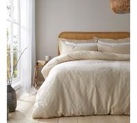 Bianca Parure de lit en Coton gaufré 180 Fils avec Housse de Couette et taies d'oreiller pour lit King Size Naturel