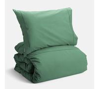 Bianca Plain Dyed Percale Jade - Parure de lit + taies d'oreiller + Drap Housse 260 x 280 + 50 x 80 (2) + 180 x 200 cm