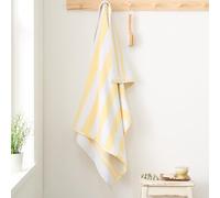 Bianca Serviette de Bain réversible en Coton Jacquard à Rayures Jaune 70 x 127 cm