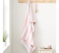 Bianca Serviette de Toilette réversible à Rayures en Coton Jacquard Rose pâle 50 x 90 cm