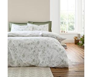 Bianca Thea Floral Parure de lit réversible en Coton 200 Fils avec Housse de Couette et taies d'oreiller Vert Super King