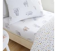 Bianca Zoo Animals Drap-Housse en Coton pour lit Simple Blanc