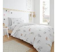 Bianca Zoo Animals Parure de lit Double en Coton avec Housse de Couette et taies d'oreiller Blanc