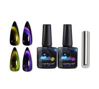 Biancat CatEyeslay Magnetic Gel Polish, 9D Cat Eye Gel Nail Polish, Magnetic Gel Polish With Cat Eye Nail Magnet, Magnetic Cat Eye Gel Nail Polish, For Diy Manicure Art Design (2pcs C)