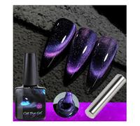 Biancat CatEyeslay Magnetic Gel Polish, 9D Cat Eye Gel Nail Polish, Magnetic Gel Polish With Cat Eye Nail Magnet, Magnetic Cat Eye Gel Nail Polish, For Diy Manicure Art Design (Purple Chrome Polish)