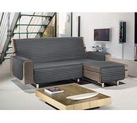 BIANCHERIAWEB - Best - Housse de canapé avec méridienne, 190 cm, réversible, protège-canapé matelassé, imperméable, antitache, Lavable en Machine, Gris foncé