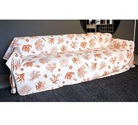 BIANCHERIAWEB Granfoulard, Drap Housse 100% Coton, fabriqué en Italie, Drap de canapé ou Couvre-lit 2 Places, Motif Corail Orange