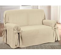 BIANCHERIAWEB Housse de canapé avec Lacets, nœud et Housse de Protection pour canapé, 2 Places, Couleur précieuse Beige