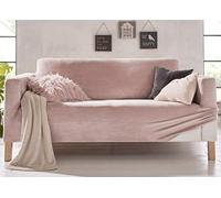 Biancheriaweb Housse de canapé élastique Effet Velours modèle très Doux Couleur Poudre 2 Places