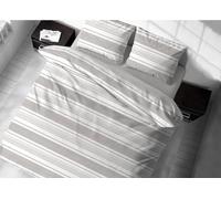 BIANCHERIAWEB Linen Web Housse de Couette Simple 100% Coton Motif rayé Beige