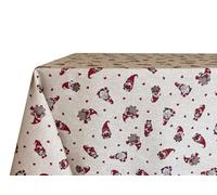 BIANCHERIAWEB Miros Nappe de Noël pour salon/cuisine, tissu fabriqué en Italie, motif mini gnomes 140 x 240 cm