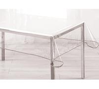 BIANCHERIAWEB Nappe anti-taches plastifiée Crystal PVC transparent protège table avec bord 140 x 220 cm transparent