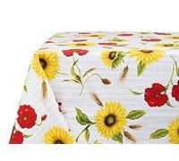 BIANCHERIAWEB Nappe de Cuisine avec Motif tournesols RP, fabriquée en Italie, Nappe de Table en 100% Coton, 140 x 140 cm
