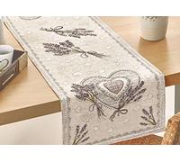 BIANCHERIAWEB Nappe de table napperon chemin de table fantaisie florale lavande Made Italy 40 x 130 cm