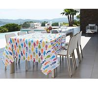 BIANCHERIAWEB Nappe pour salon, cuisine, table en coton, fabriquée en Italie, 100 % coton, couleur poisson RP, 140 x 360 cm, couleur poisson