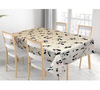 BIANCHERIAWEB Nappe pour salon de cuisine en Miros mélange de coton, fabriquée en Italie, chat noir RP 140 x 300 cm, chat noir