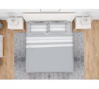 BIANCHERIAWEB Parure de lit 1 Place, Motif rayé, Gris, 100% Coton, fabriquée en Italie, Drap Plat, Drap-Housse, 1 taie d'oreiller
