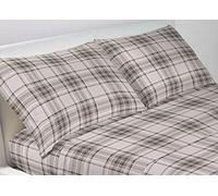 BIANCHERIAWEB Parure de lit Double 270 x 300 cm, Drap Plat 270 x 300 cm, 2 taies d'oreiller avec Boutons latéraux 50 x 80 cm, 100% Coton, fabriqué en Italie, Kilt écossais Beige