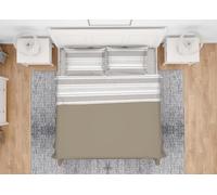 BIANCHERIAWEB Parure de lit en 100% Coton fabriquée en Italie, Motif rayé rayé Fin