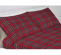 BIANCHERIAWEB Parure de lit en flanelle 100 % coton Dis. écossais Kilt rouge simple