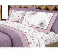 BIANCHERIAWEB Parure de lit en flanelle chaude 100 % coton motif fleurs 8284 pour lit double rose