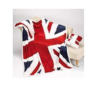 BIANCHERIAWEB Plaid Cooper avec Retro Mouton Dessin Drapeau UK 130x160 cm Bandiera UK