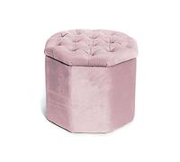 BiancheriaWeb Pouf de salon, rembourré, matelassé, octogonal, en velours, couleur unie, pouf rose antique