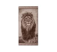 BIANCHERIAWEB Serviette de Plage 90 x 165 cm Jacquard Motif Safari Lion éponge Serviette Plage ou Piscine