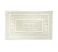 BiancheriaWeb Tapis de bain de douche, éponge, couleur unie, Turin, tapis super absorbant, en coton, poils courts, avec grec, 60 x 120 cm, crème