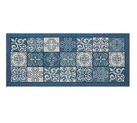 BIANCHERIAWEB Tapis de Cuisine antidérapant Lavable, Dimensions 55 x 240 cm, Tapis de Cuisine fabriqué en Italie avec Motif faïence Couleur Jeans, Tapis Chemin de Table Lavable et repassable.