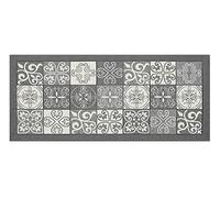 BIANCHERIAWEB Tapis de Cuisine antidérapant Lavable, Tapis de Cuisine mesurant 55 x 80 cm, fabriqué en Italie avec Motif faïence Gris, Tapis de couloir, Lavable et repassable