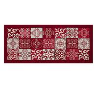 BIANCHERIAWEB Tapis de Cuisine antidérapant Lavable, Tapis de Cuisine mesurant 55 x 80 cm, fabriqué en Italie avec Motif faïence Rouge, Tapis de Couloir, Lavable et repassable