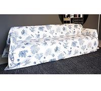 BIANCHERIAWEB Toile d'ameublement Granfoulard 180 x 280 cm, Drap Housse 100% Coton, Made in Italy, Couverture de canapé ou Couvre-lit 1 Place, Fantaisie Corail Bleu