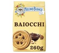 BIANCO - Biscuits Baiocchi fourrés aux noisettes et cacao MULINO | Savoureux et onctueux | Idéal pour les pauses gourmandes | le paquet de 260g | LOT DE 4