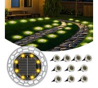 (Bianco Caldo)FIFlying 10 pièces Luci Solari da Giardino, 8 LED Lampade Solare da Terra, Acciaio Inossidabile Bianco Caldo Faretti Sepolta S