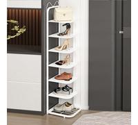 Bianco Étagère à chaussures verticale en métal à 10 niveaux pour petits espaces pour placard, couloir, chambre à coucher, assemblage facile, sans outils, 7 niveaux