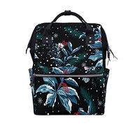 Bianco Neve Fiore Nero Sac à Langer Sac à Dos Grande Capacité Multifonction Sac à Couches pour Voyage Maman Femme Papa