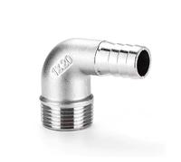 BIANMTSW 1PC 1/4" BSPT Male 10mm Hose Hosetail Elbow 90 Degree Connector SS304 Stainless