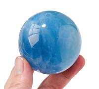 BIANMTSW Aquamarine Crystal Ball with Wooden Stand, Handcrafted Quartz Sphere Orb for,Fortune Teller,Feng Shui, Scrying,Magic,Home Decor,26~28mm