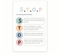 BIANMTSW Coping Skills Educational Poster - Mindfulness-Based Stress Reduction Wall Art - Office Decor for Psychologists & Social Workers Framed,12x18inch(30x45cm)
