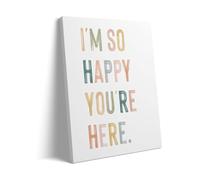 BIANMTSW Décoration murale minimaliste et chaleureuse : « I'm So Happy You're Here in Soft Pastels, Welcome for Entryway, School Class Wall and Office Waiting Room (encadré, 40 x 60 cm)