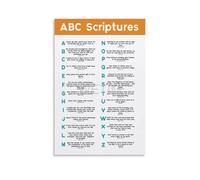 BIANMTSW Faith Foundations Poster ABC - Versets de la Bible pour chaque lettre, décoration chrétienne encourageant pour la maison, le bureau, une étude, encadrée, 40 x 60 cm