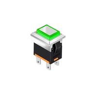 BIANMTSW Kcd1 Led Metal Push Button 2NO 4pins Square Switch 250v 15A Green Red Waterproof and Dustproof Grade Up to IP65 High Brightness LED lamp Cool(Green LED,Latching 9-24V) BIANMTSW
